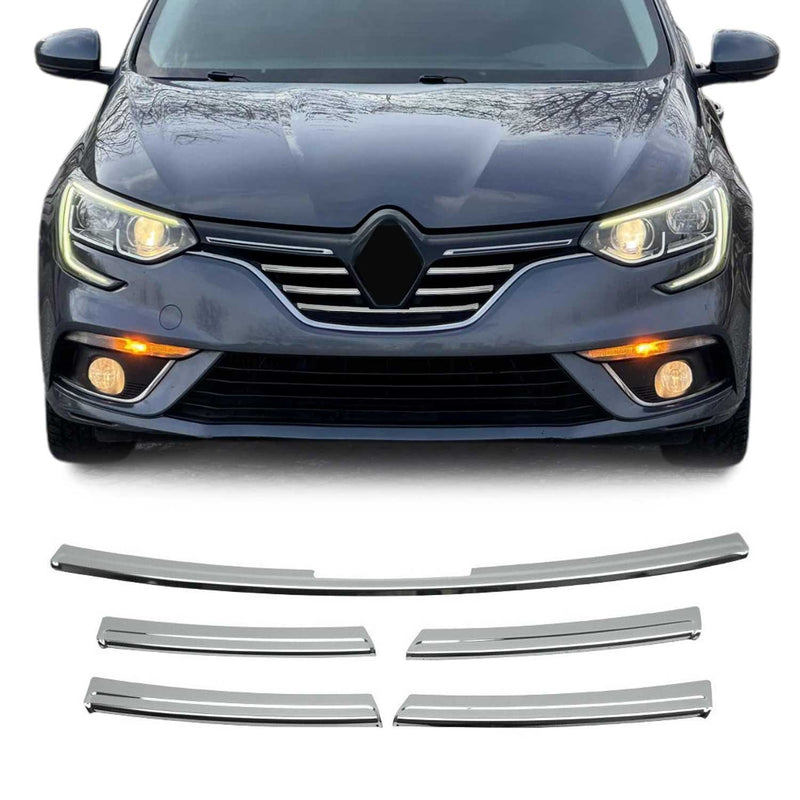 Kühlergrill Leisten Grillleisten für Renault Megane 2015-2020 Chrom Silber 5x