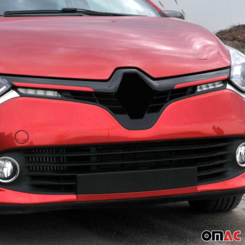 Kühlergrill Leisten Grillleisten für Renault Clio 2012-2019 Edelstahl Rot 2tlg