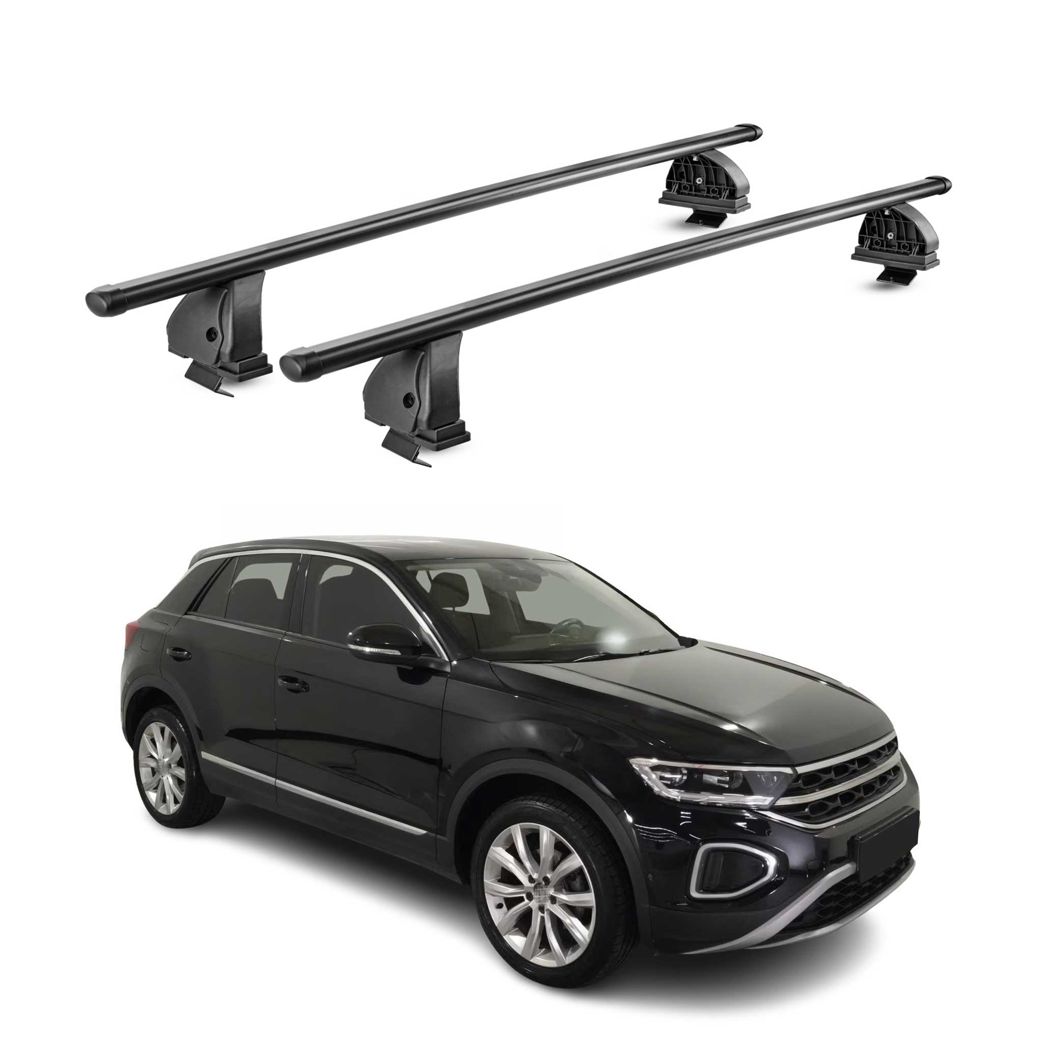 Stahl Dachträger für VW T-Roc 2017-2025 5Tür TÜV Abschließbar 2tlg Schwarz