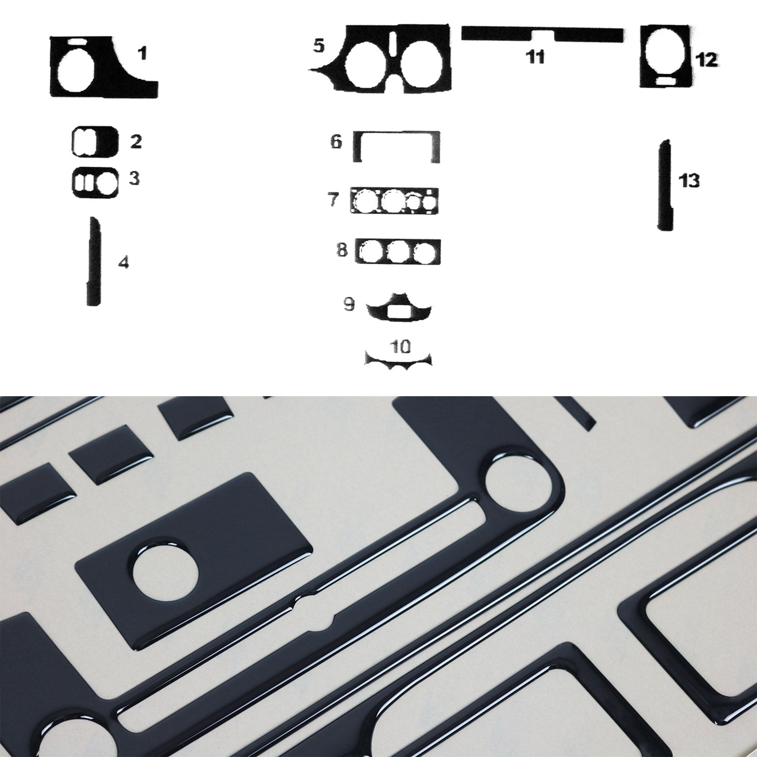 Innenraum Dekor Cockpit für Renault Kangoo 1997-2017 Piano Schwarz Optik 13tlg