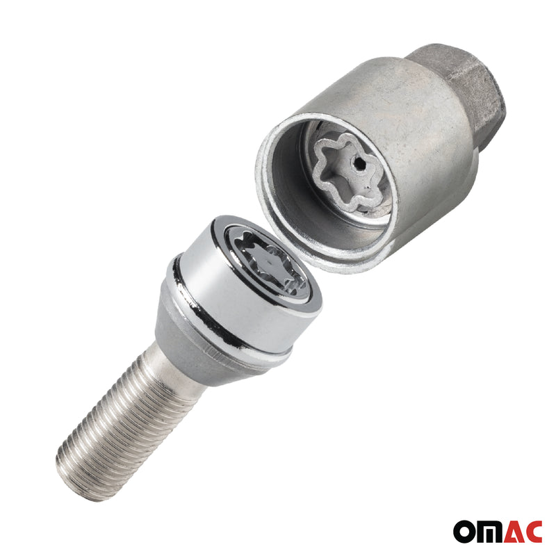 Radschloss Satz für Fiat Ducato Rad 16” bis 2005 Felgenschloss Silber 4x M16x1.5