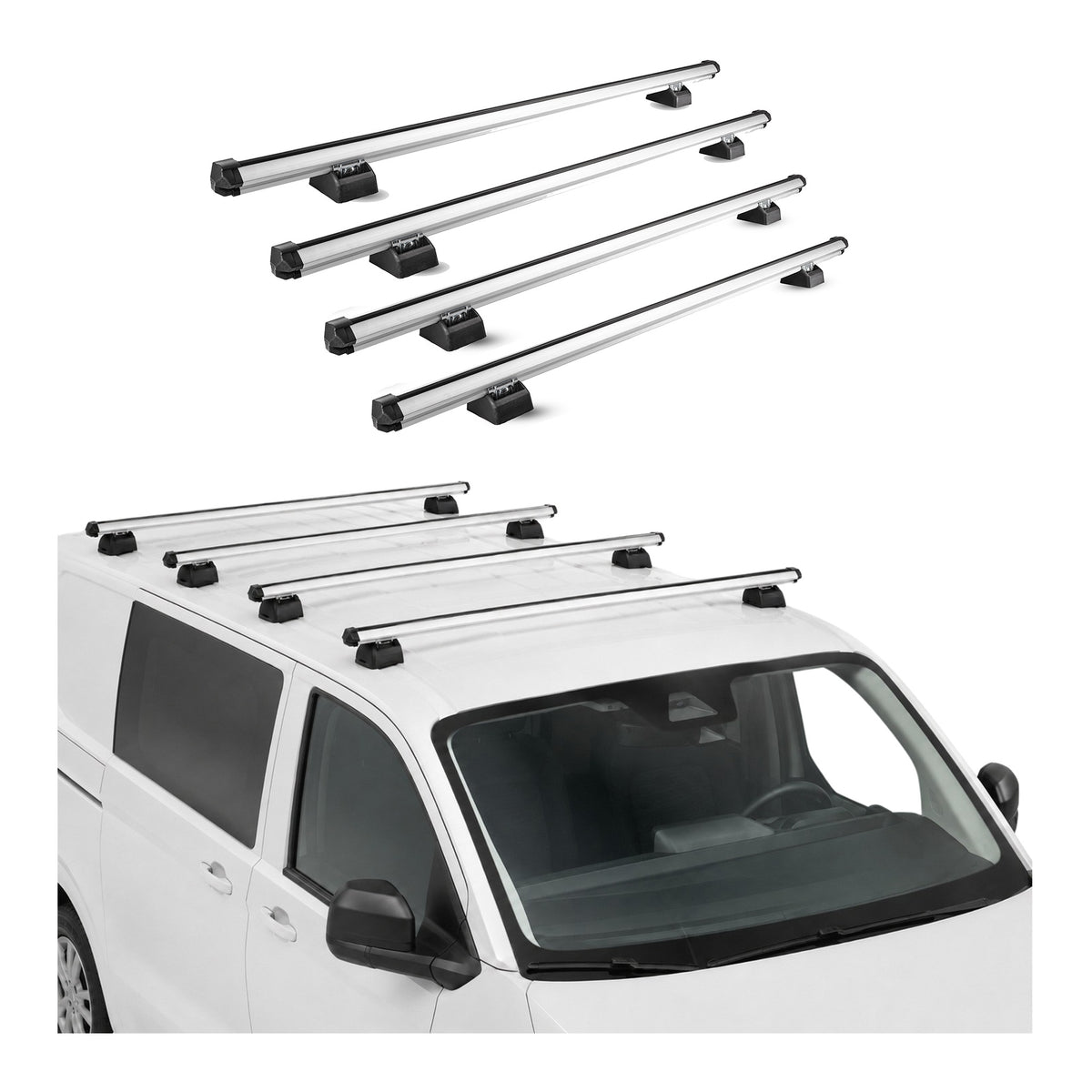 Dachträger für Opel Movano C 2021-2026 H1+H2 4-Träger Aluminium Silber