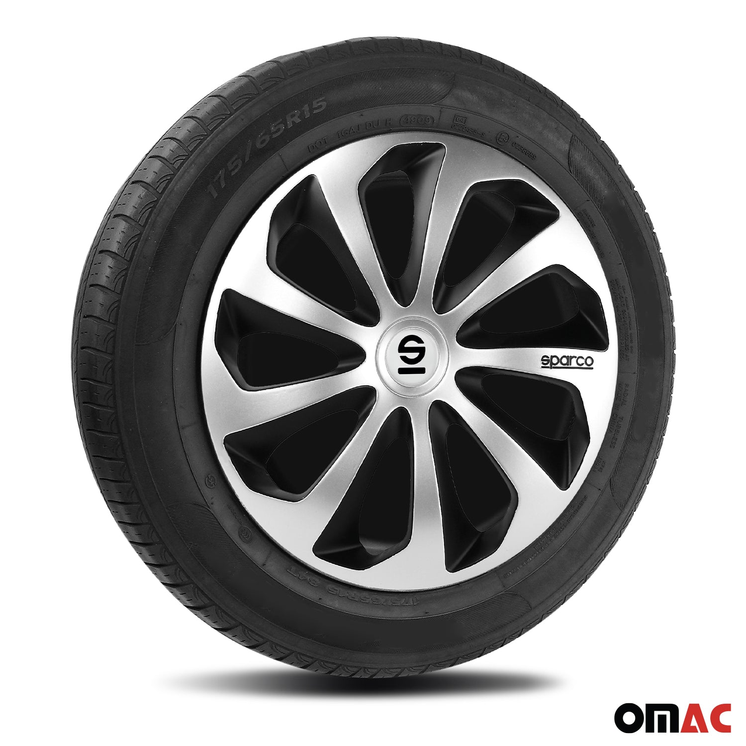 Radkappen Radzierblenden Sparco Sicilia 14" Zoll Abdeckung Set Silber Schwarz 4x