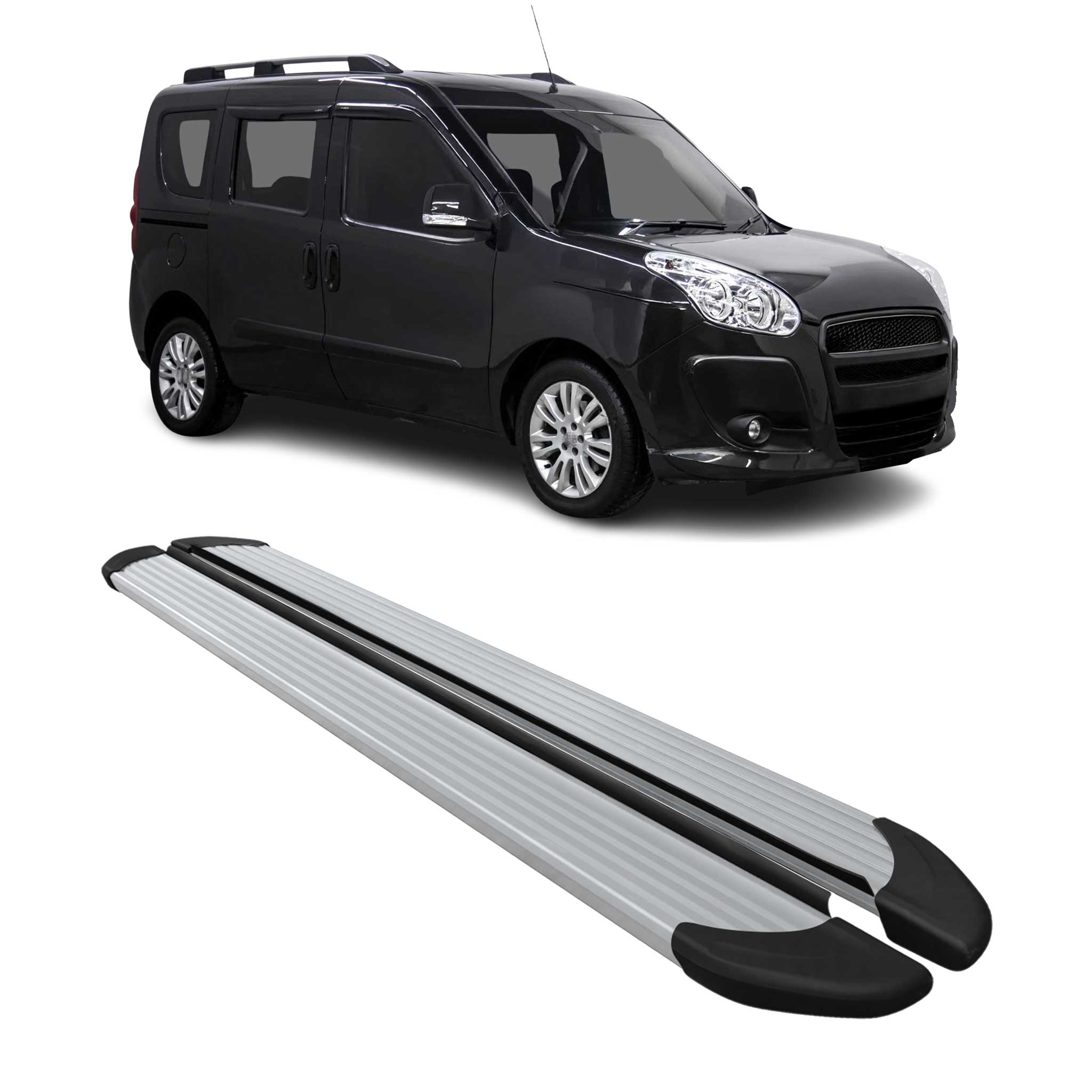 Seitenschweller Trittbretter Schweller für Fiat Doblo L1 2010-2024 Alu Silber