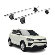 Alu Dachträger für Ssangyong Tivoli 2015-2023 TÜV T-Nut 75 kg 2tlg Silber