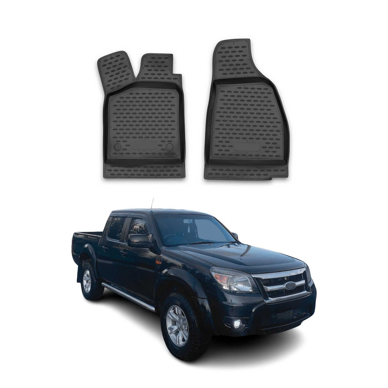 OMAC Gummimatten Fußmatten für Ford Ranger 2007-2012 TPE Automatten Schwarz 2x