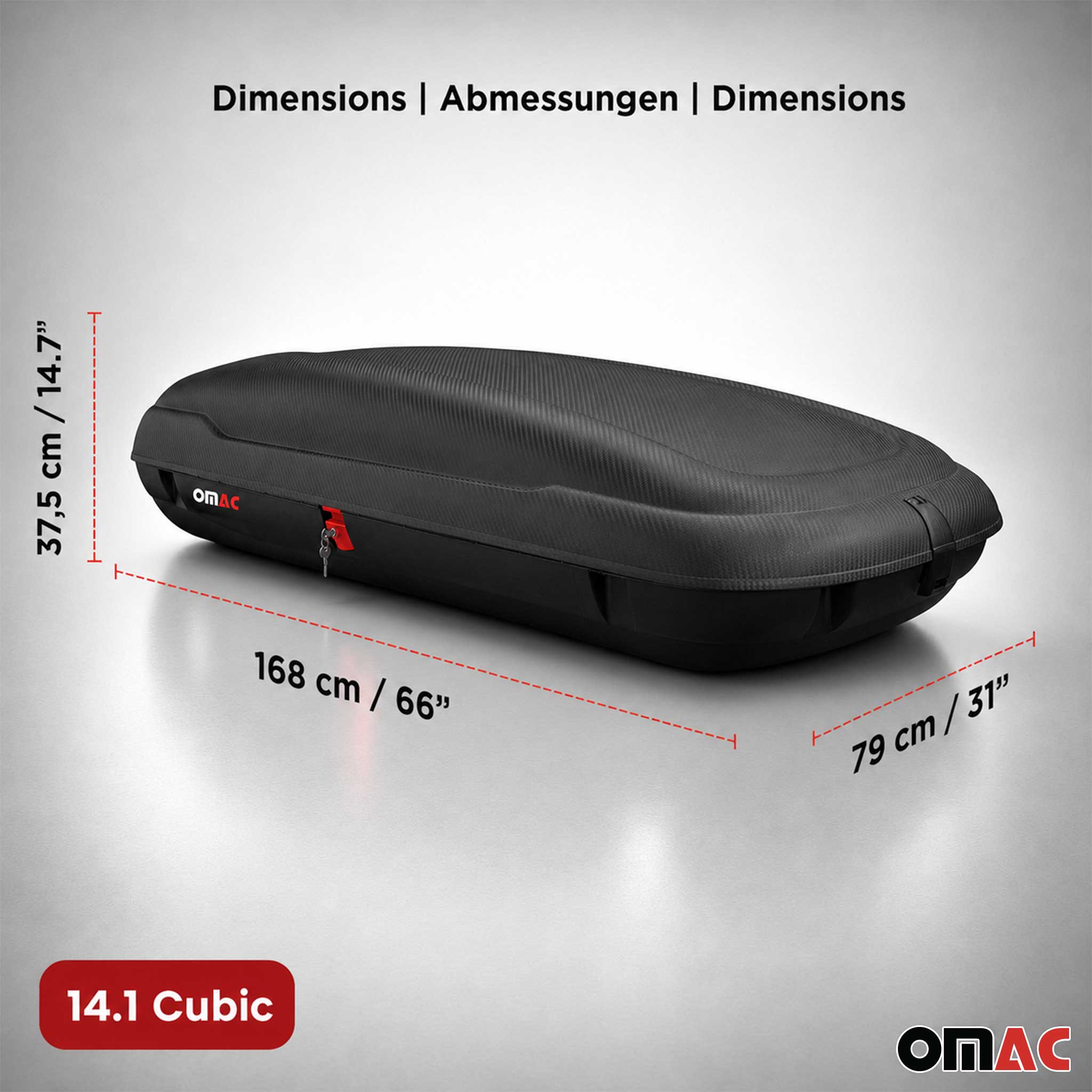 OMAC Dachbox Dachkoffer Gepäckbox 400 Liter Carbonlook Abschließbar Autobox TÜV