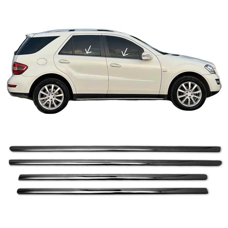 Fensterleisten Zierleisten für Mercedes ML 2005-2011 Edelstahl Dunkel 4tlg