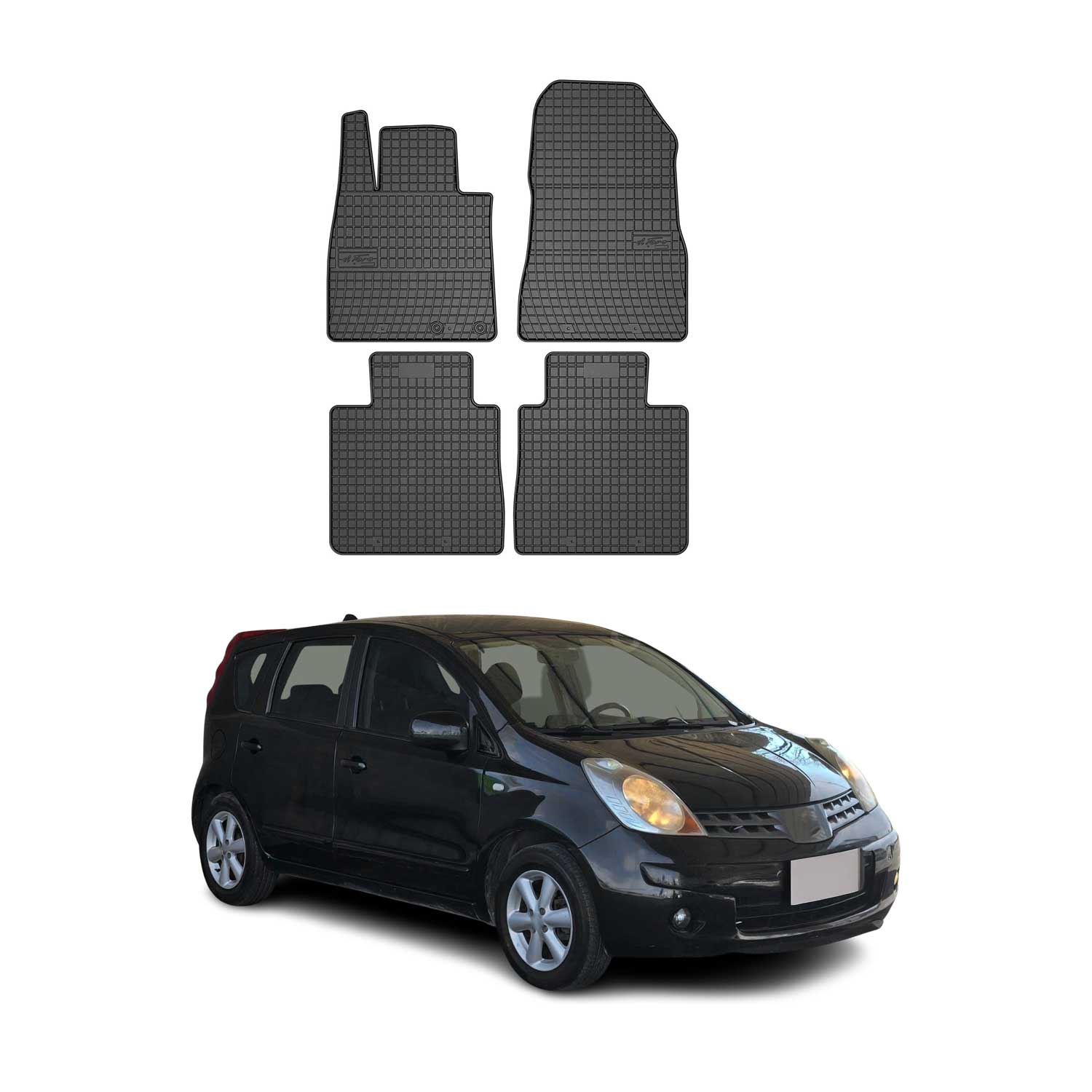 OMAC Gummi Fußmatten für Nissan Note 2012-2016 Automatten Gummi Schwarz 4tlg