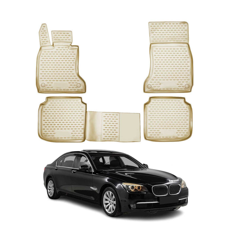 OMAC Gummimatten Fußmatten für BMW 7er F02 Long 2008-2015 Automatten Beige 4tlg