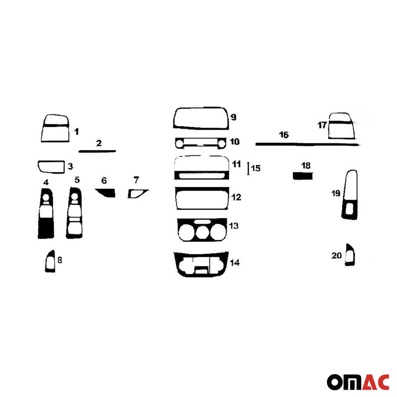 Innenraum Dekor Cockpit für Fiat Linea 2007-2018 Piano Schwarz Optik 20 tlg