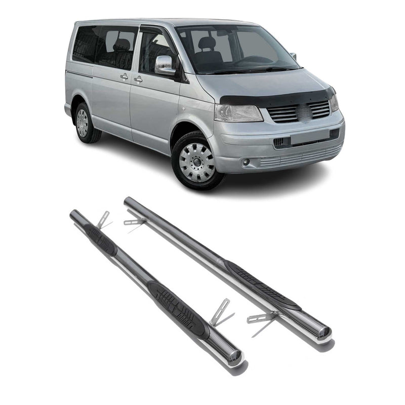 Stahl Trittbretter Schwellerrohre für VW T5 T6 Caravelle Multivan 2003-25 Kurzer