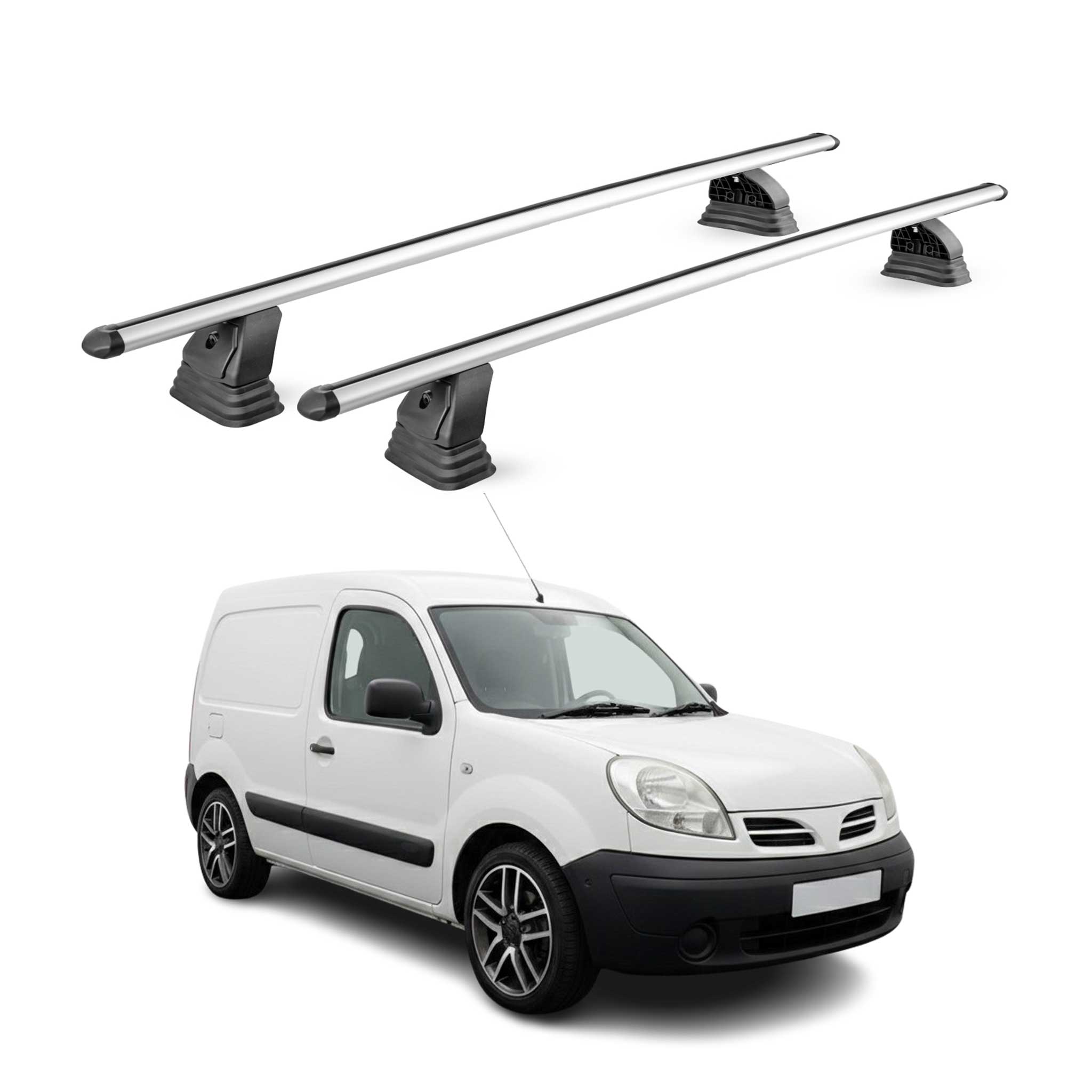 Alu Dachträger für Nissan Kubistar 2003-2009 TÜV T-Nut Abschließbar 2tlg Silber