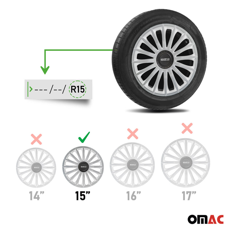 Sparco Radkappen 15 Zoll Treviso Silber  4tlg