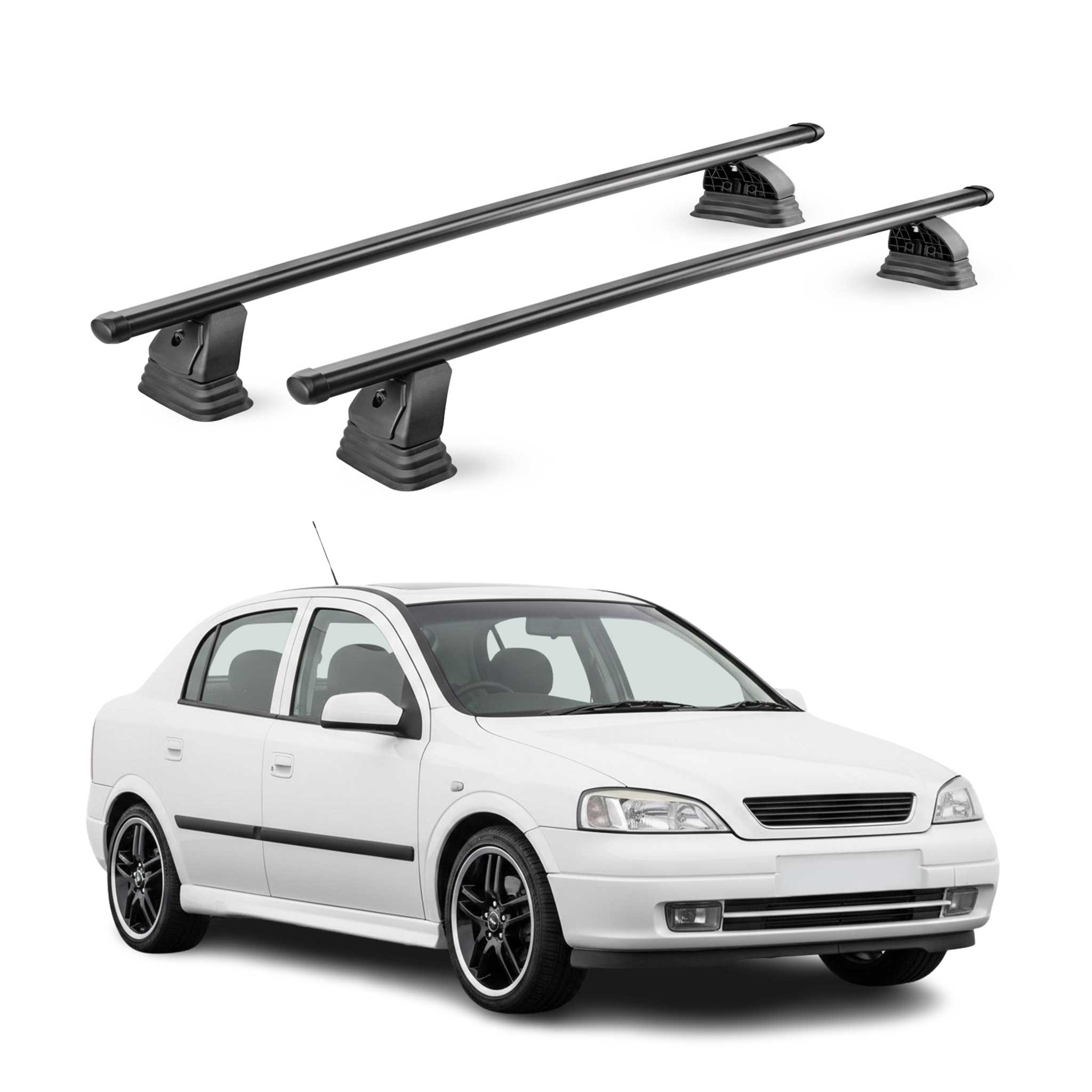 Stahl Dachträger für Opel Astra G Schrägheck Kombi 1998-2004 TÜV 2tlg Schwarz
