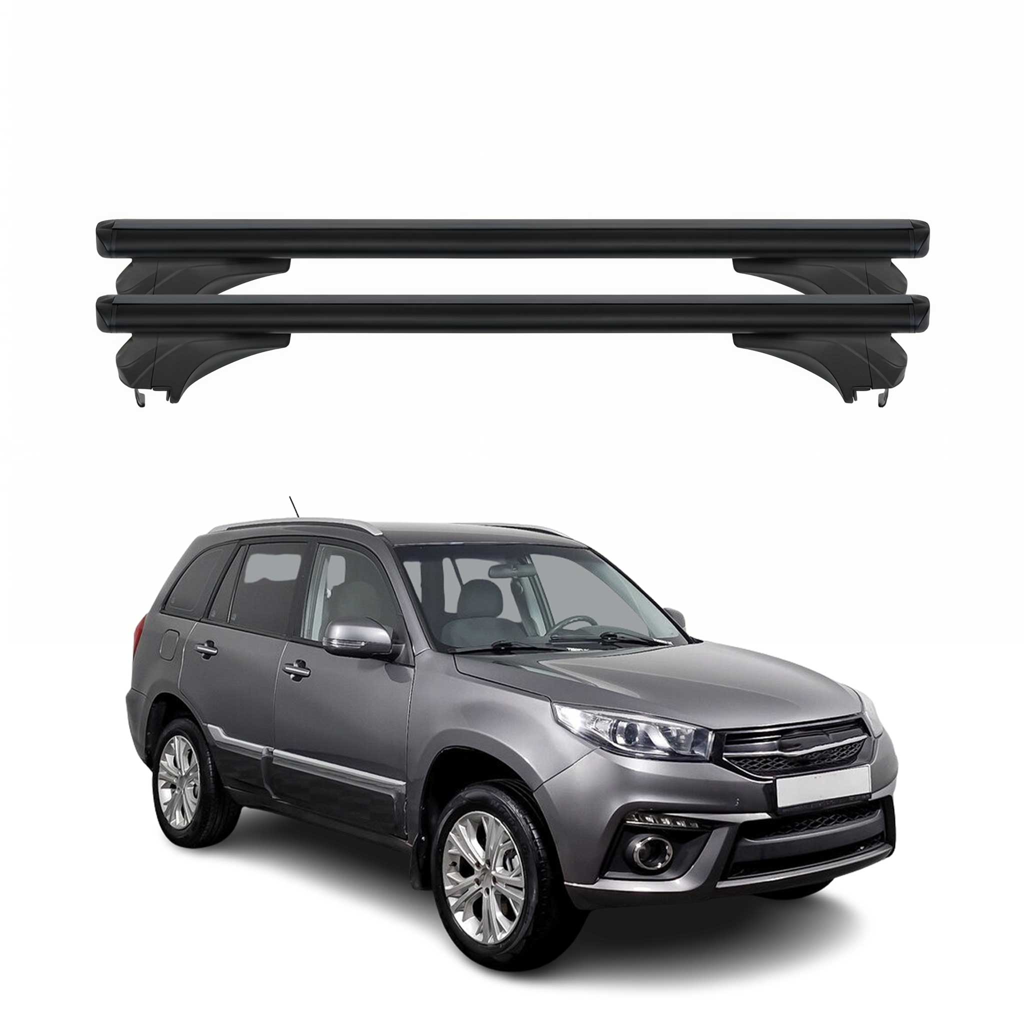 Menabo Dachträger Grundtäger für Chery Tiggo 3 / J11 2013-2023 Alu Schwarz 2 tlg
