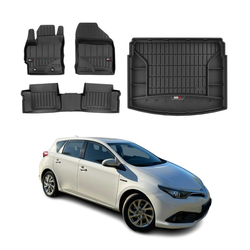 OMAC Fußmatten & Kofferraumwanne Set für Toyota Auris 2012-2018 Schwarz Gummi 4x