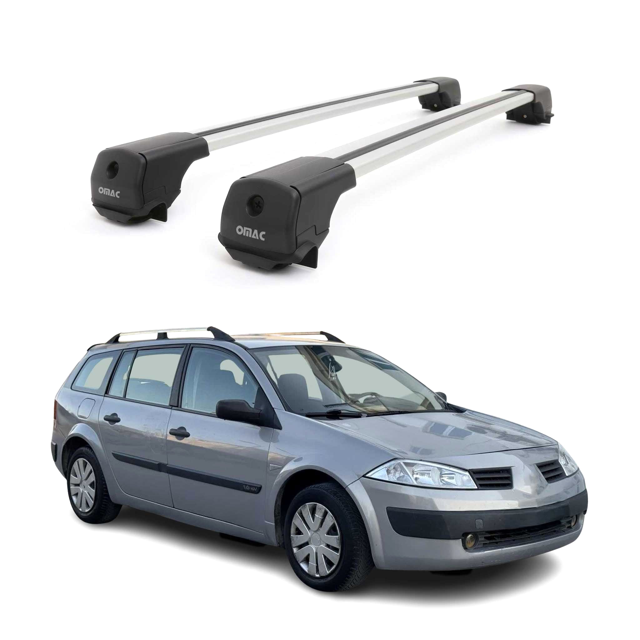 Dachträger Grundträger für Renault Megane II 2003-2008 Aluminium 75kg Grau 2tlg