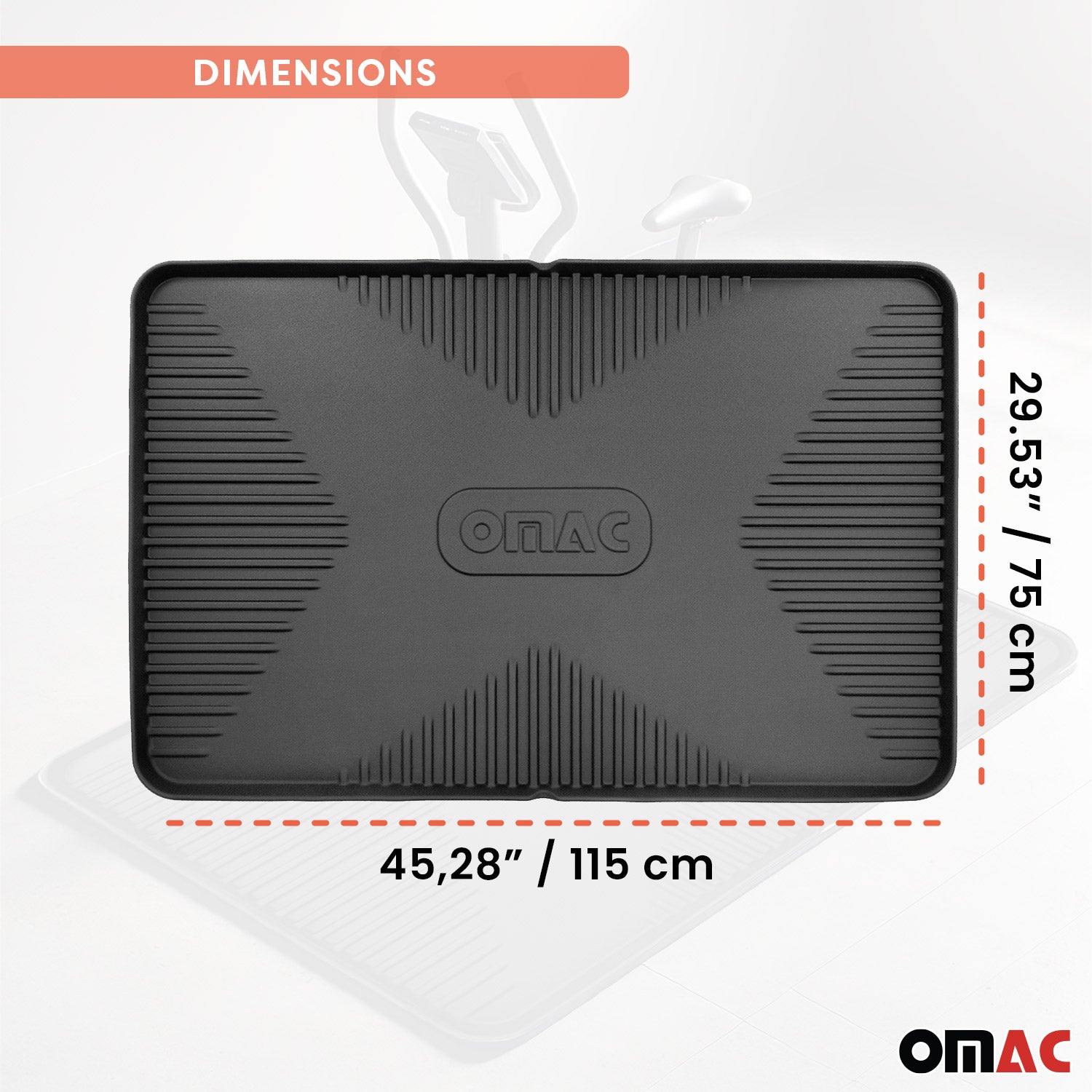 OMAC Fahrradmatte Antirutsch Bodenschutzmatte Mehrzweckmatte 115x75cm Gummi