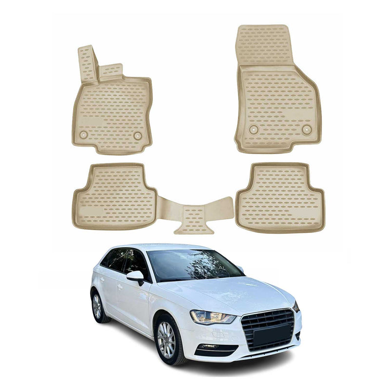 OMAC Gummimatten Fußmatten für Audi A3 8V Sportback Limo 2012-2020 TPE Beige 4x