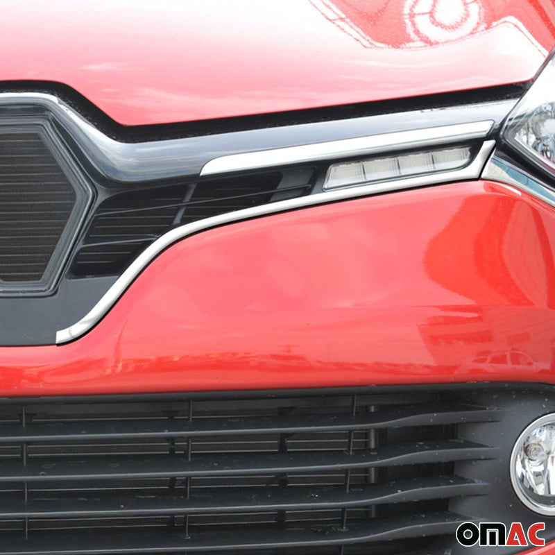 Kühlergrill Leisten Grillleisten für Renault Clio 2012-2019 Edelstahl Silber 2x