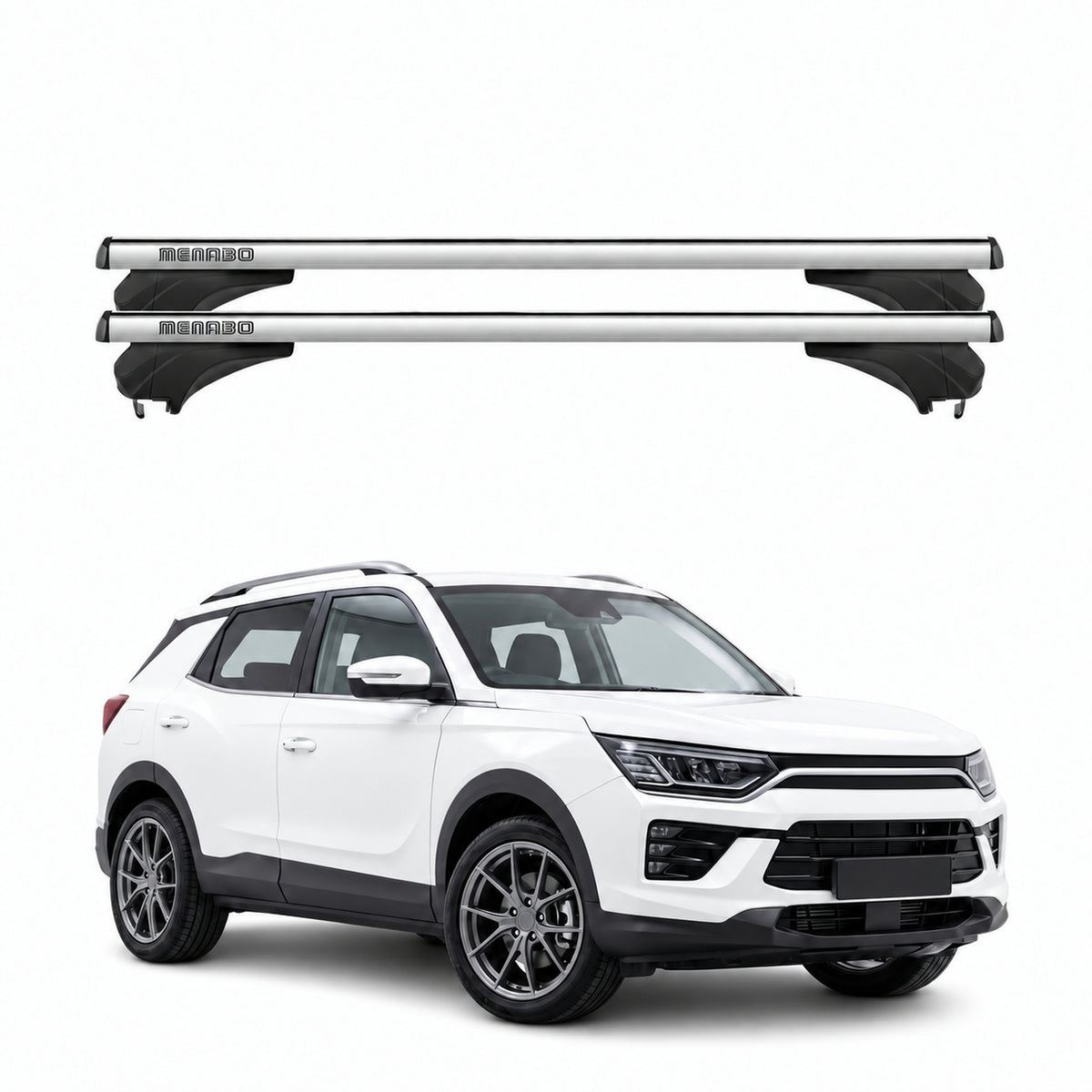 Menabo Dachträger für KGM Korando 2024-2026 Aluminium Silber 2 Stück