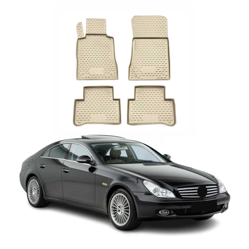 OMAC Gummimatten Fußmatten für Mercedes CLS Klasse C219 2004-2010 TPE Beige 4x