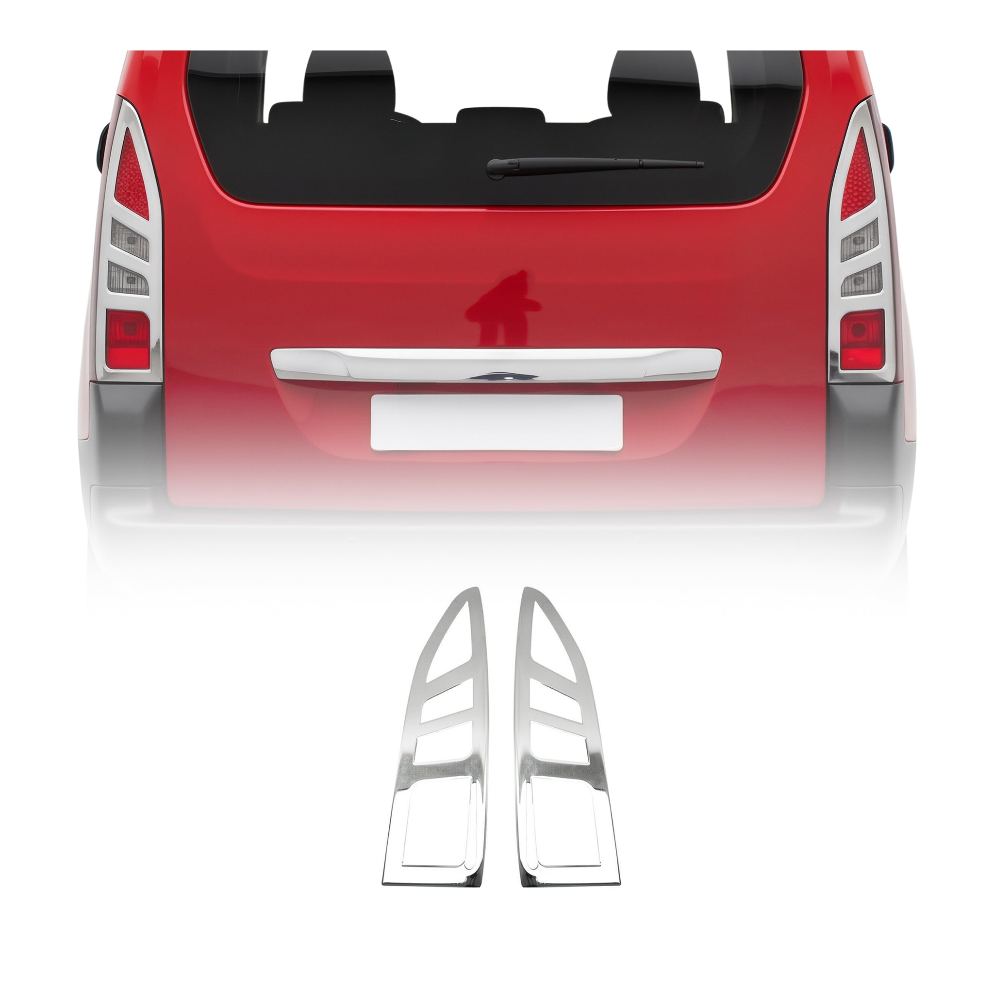 Rücklicht Leisten Heckleuchte für Citroen Berlingo 2012-2018 Edelstahl Chrom 2x