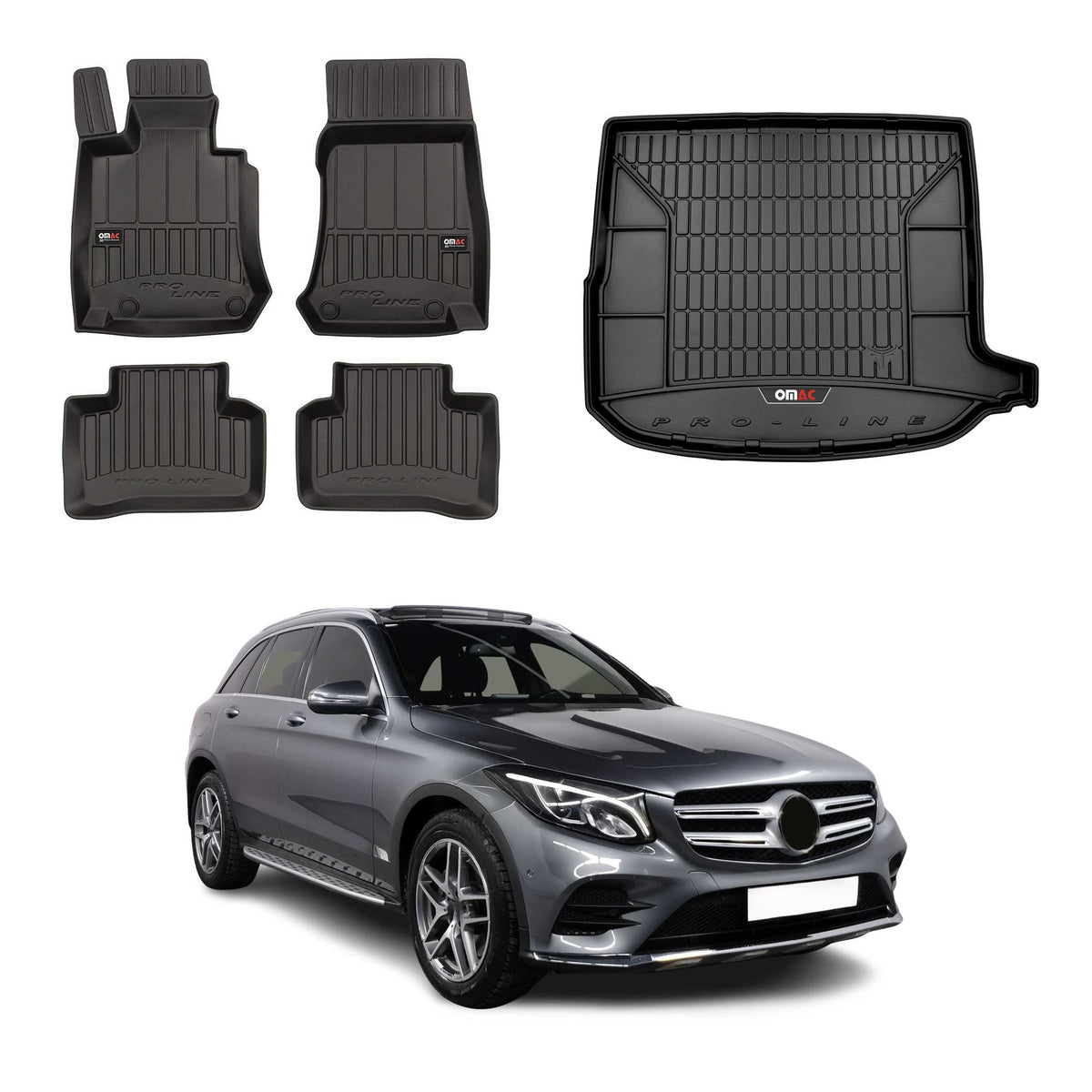 OMAC Fußmatten & Kofferraumwanne Set für Mercedes GLC C253 2015-2022