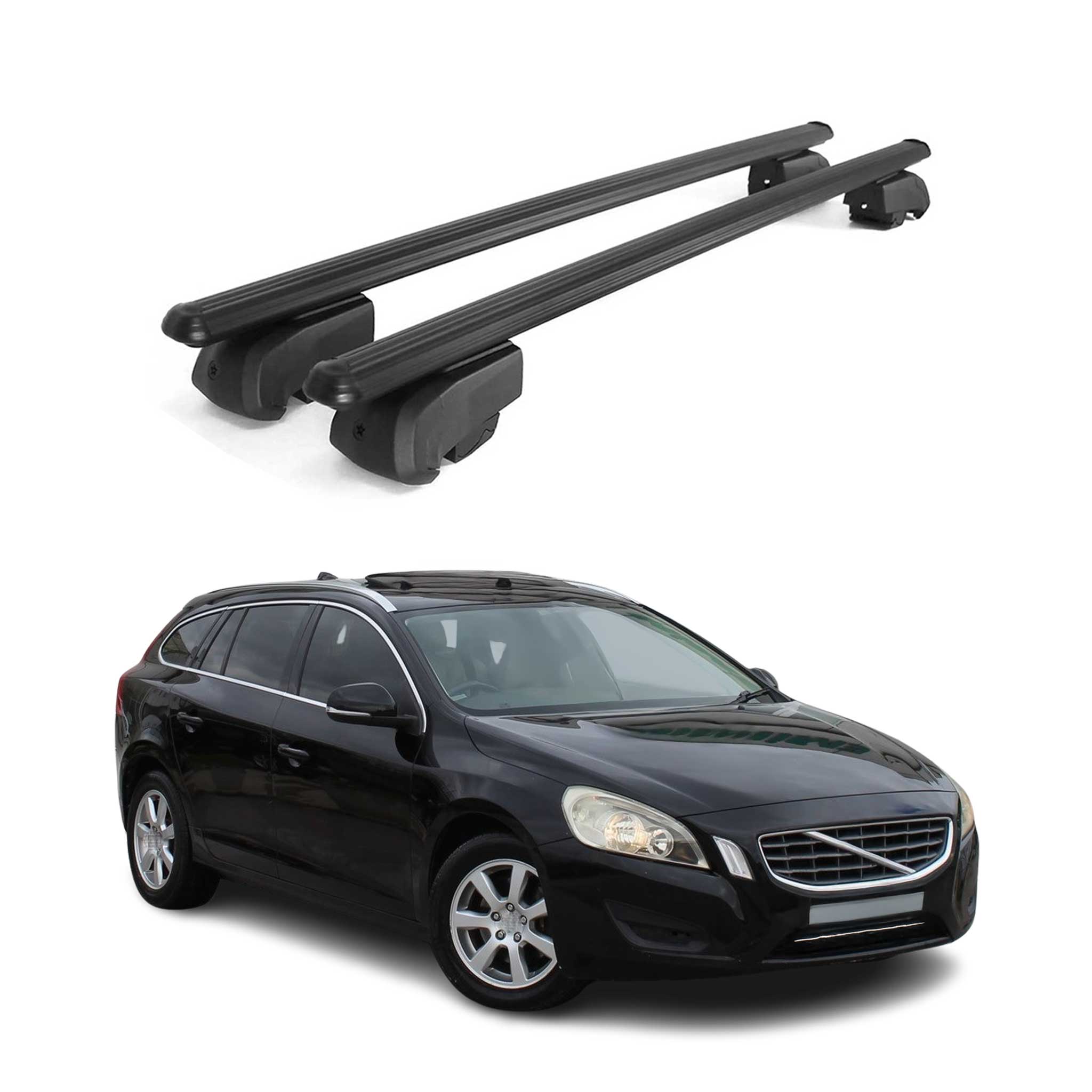 Dachträger Gepäckträger für Volvo V60 2011-2018 Grunträger ABE Alu Schwarz