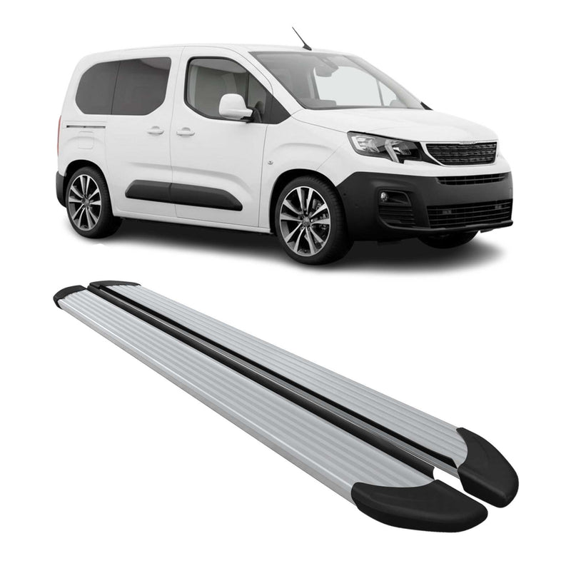 Seitenschweller Trittbretter Schweller für Peugeot Partner 2019-25 Kombi L1 Grau