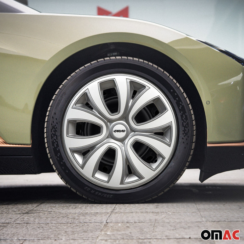 4x Radkappen Radzierblenden Radblenden 14" Zoll Stahlfelgen Silber weiß