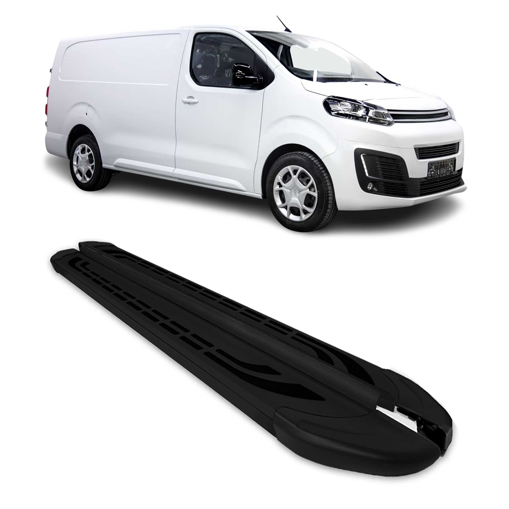 Trittbretter Seitenschweller für Citroen Jumpy 2016-26 L2 L3 Langer Alu Schwarz