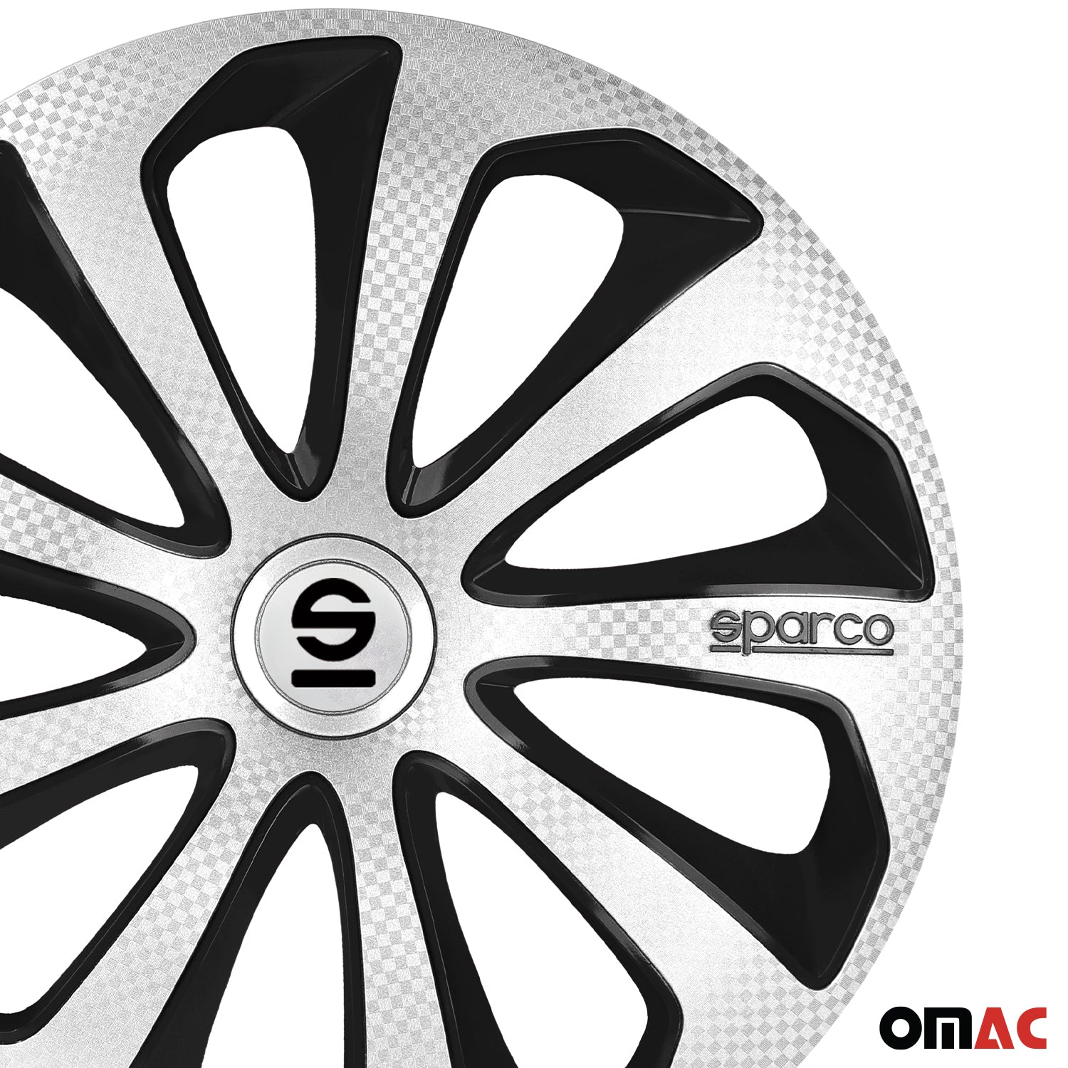Radkappen Radzierblenden Sparco Sicilia 14" Zoll Auto Silber Carbon Schwarz 4x