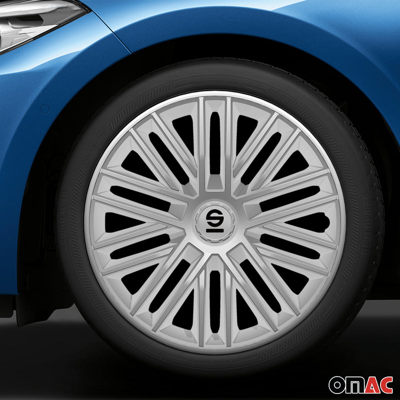 Radkappen Radzierblenden Sparco Bergamo 14" Zoll Auto Abdeckung Set Silber 4x