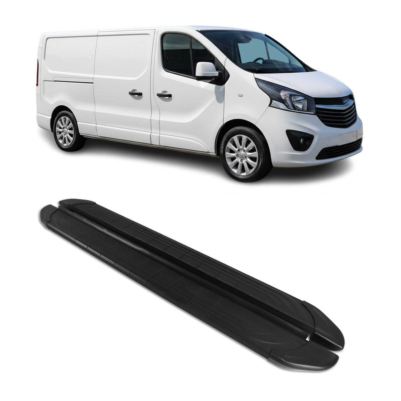 Trittbretter Seitenschweller für Opel Vivaro B 2014-2019 L2 Aluminium Schwarz 2x