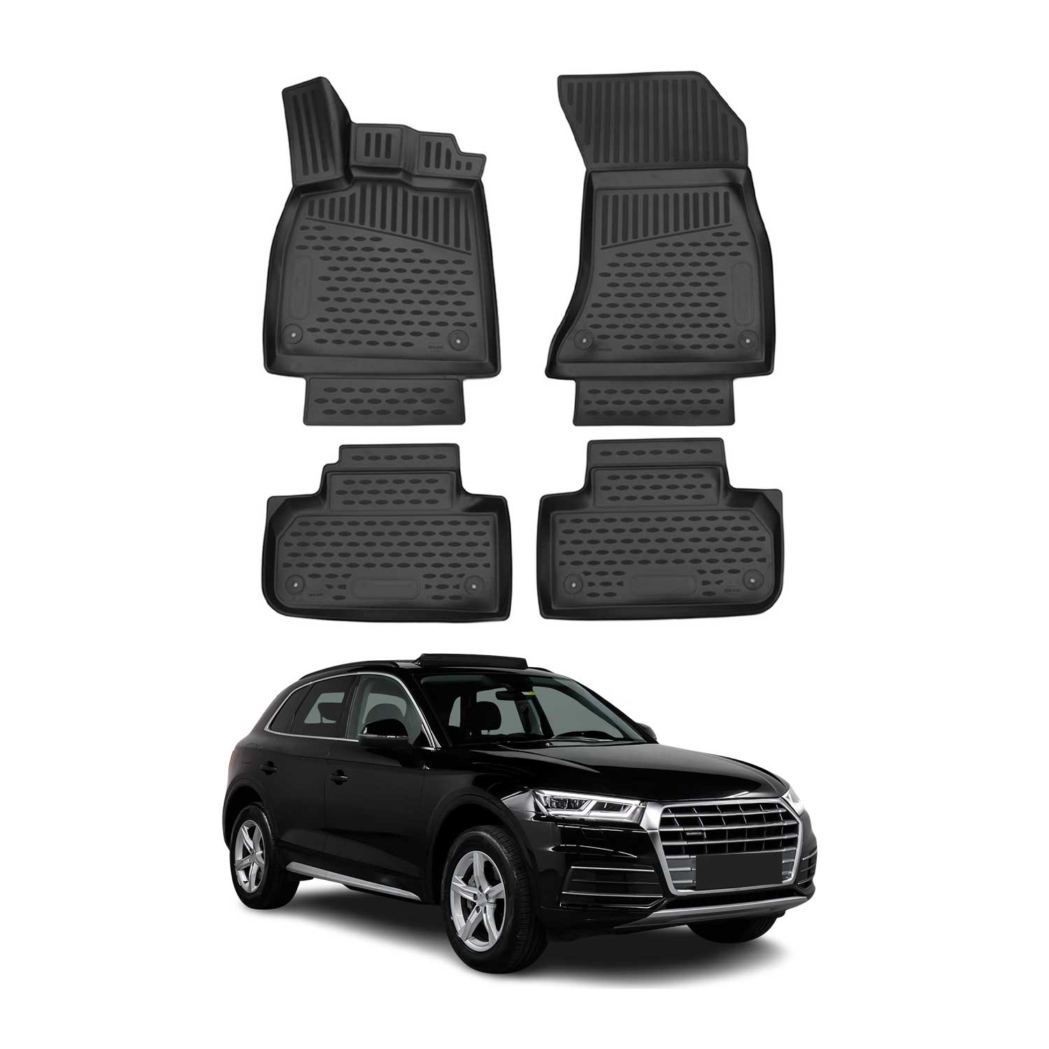 OMAC Gummimatten Fußmatten für Audi Q5 FY 2017-2024 TPE Automatten Schwarz 4x