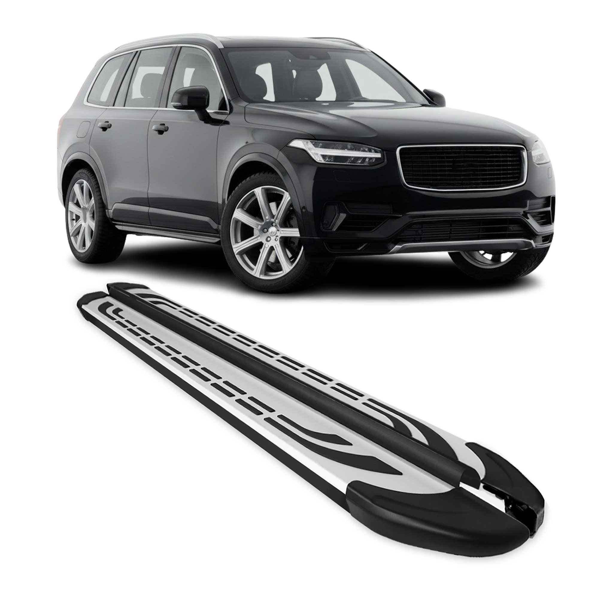 Trittbretter Seitenschweller Seitenbretter für Volvo XC90 2014-2025 Alu Schwarz