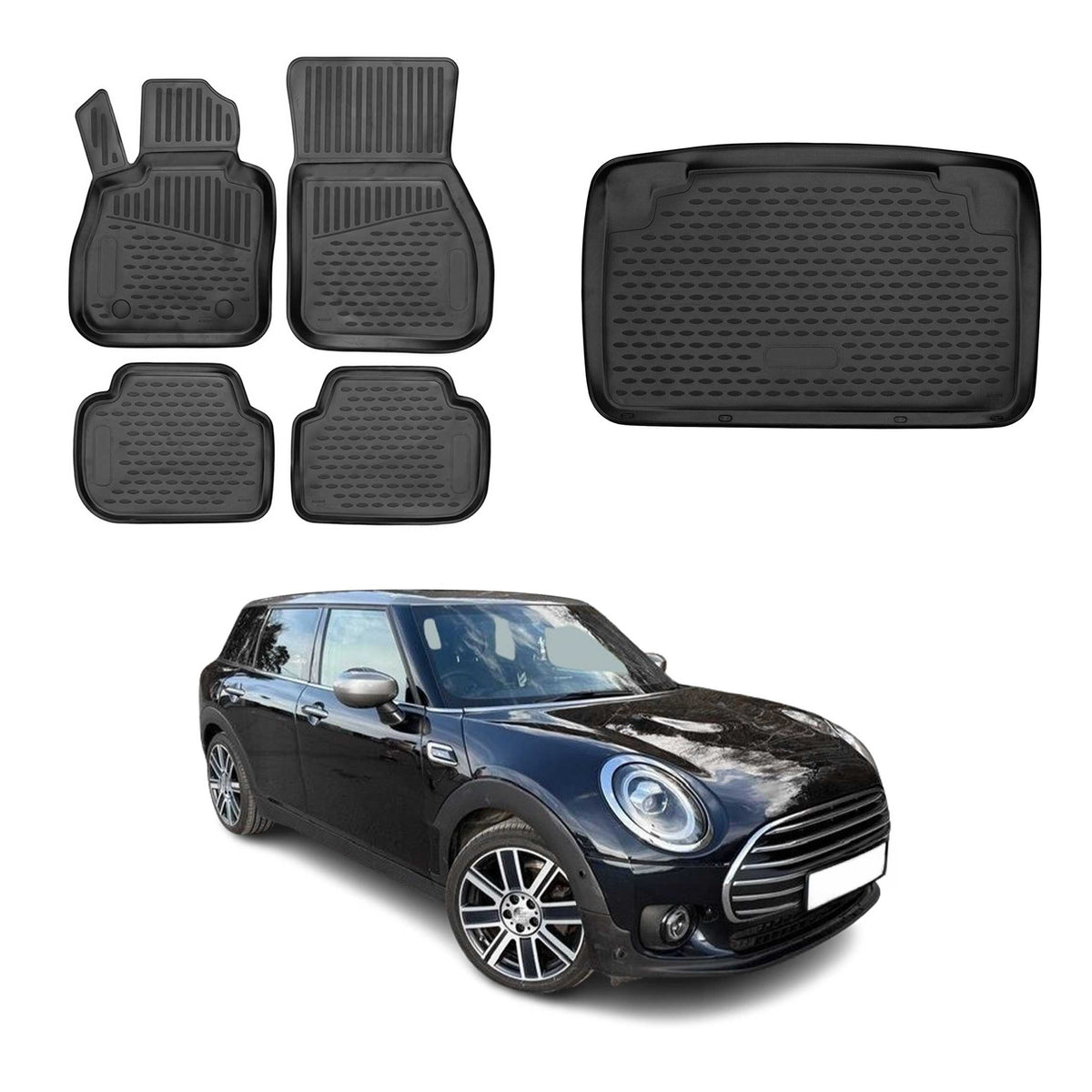 OMAC Fußmatten & Kofferraumwanne Set für Mini Clubman F54 2015-2024 Untere