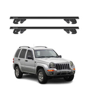 Dachträger Grundtäger für Jeep Cherokee KJ 2002-2004 Pre-FL Alu TÜV Schwarz 2tlg