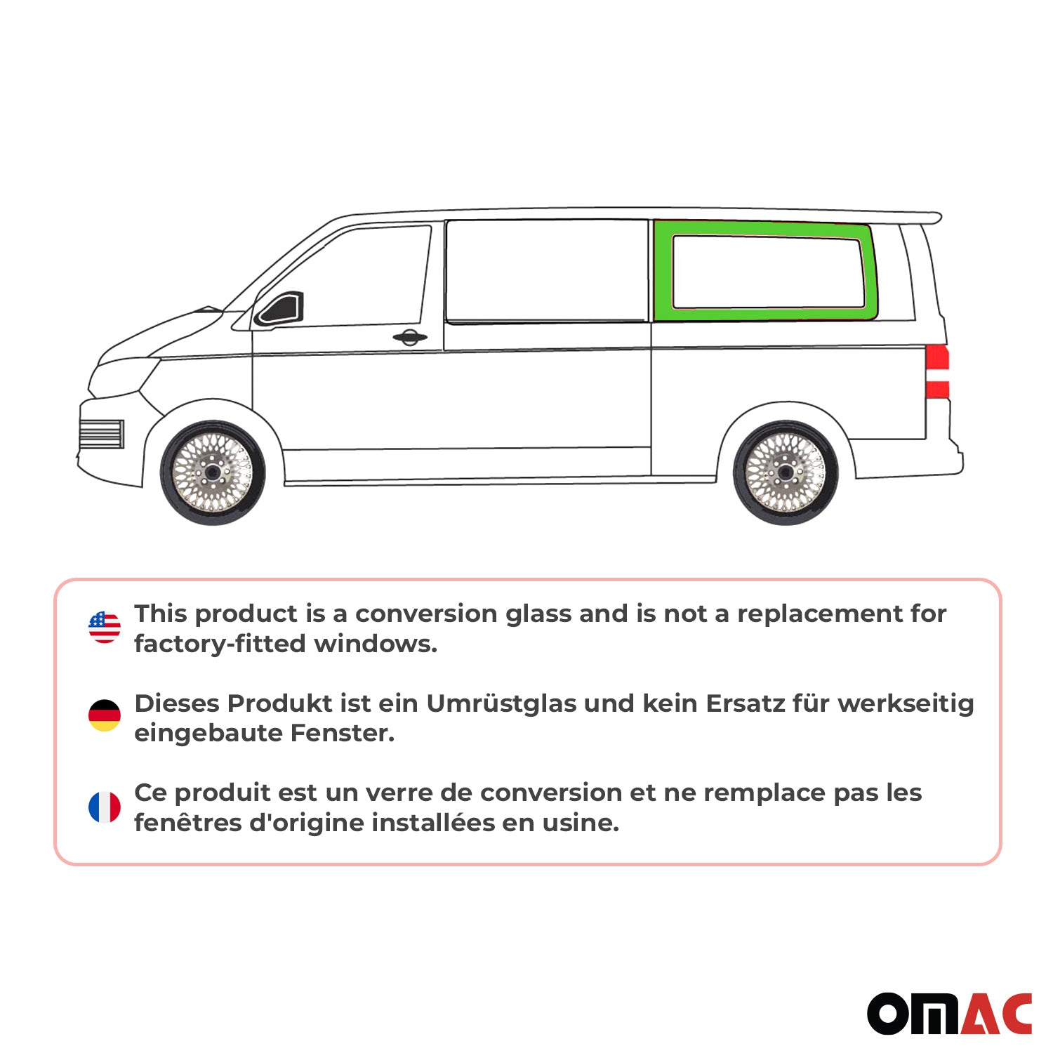 Seitenfenster Sicherheitsglas für VW T5 2003-2015 Seitenscheibe Schwarz Links L2