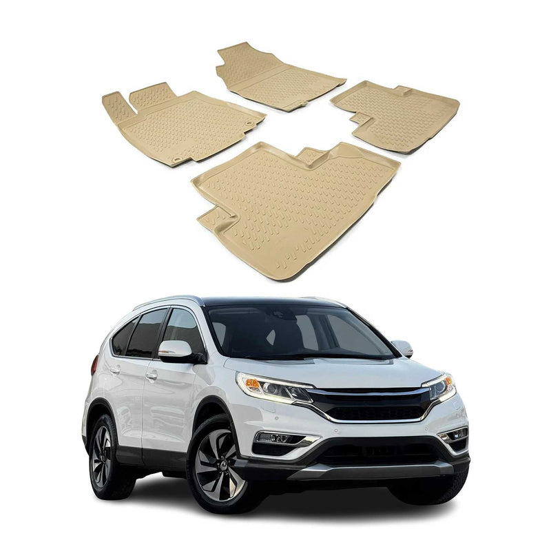 OMAC Gummimatten Fußmatten für Honda CR-V 2012-2017 TPE Automatten Beige 4x