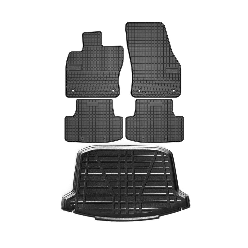 Fußmatten & Kofferraumwanne Set für Seat Ateca 2016-2024 Gummi TPE Schwarz 5x