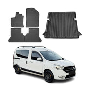 Fußmatten & Kofferraumwanne Set für Dacia Dokker 2012-2024 Gummi TPE Schwarz 5x