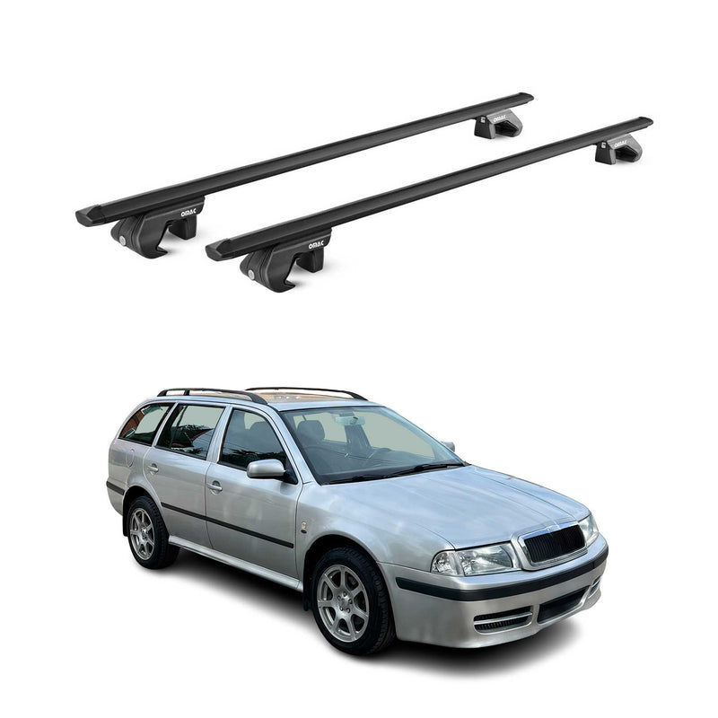 Dachträger Grundtäger für Skoda Octavia Kombi 1998-2020 90kg Alu Schwarz 2x ABE
