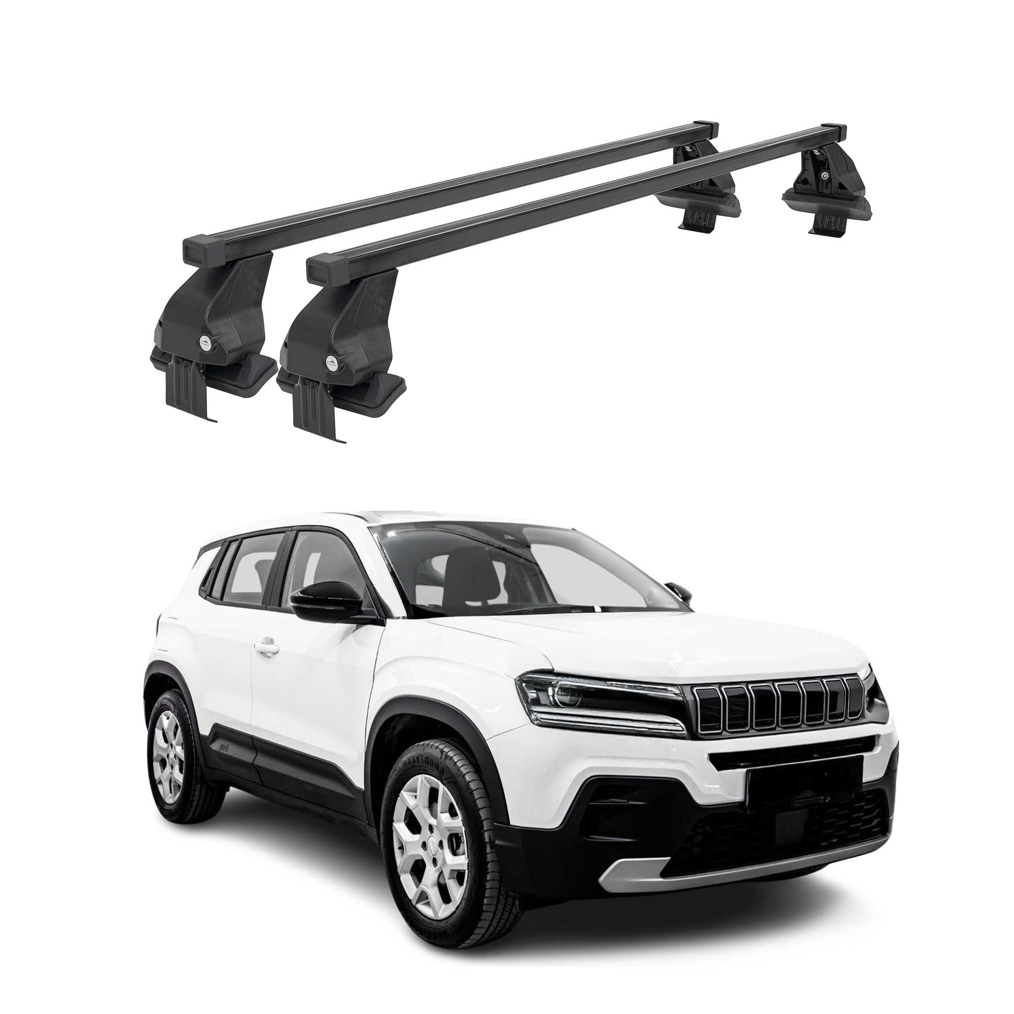 Menabo Dachträger Grundtäger für Jeep Avenger 2023-2025 50kg Stahl Schwarz 2 tlg