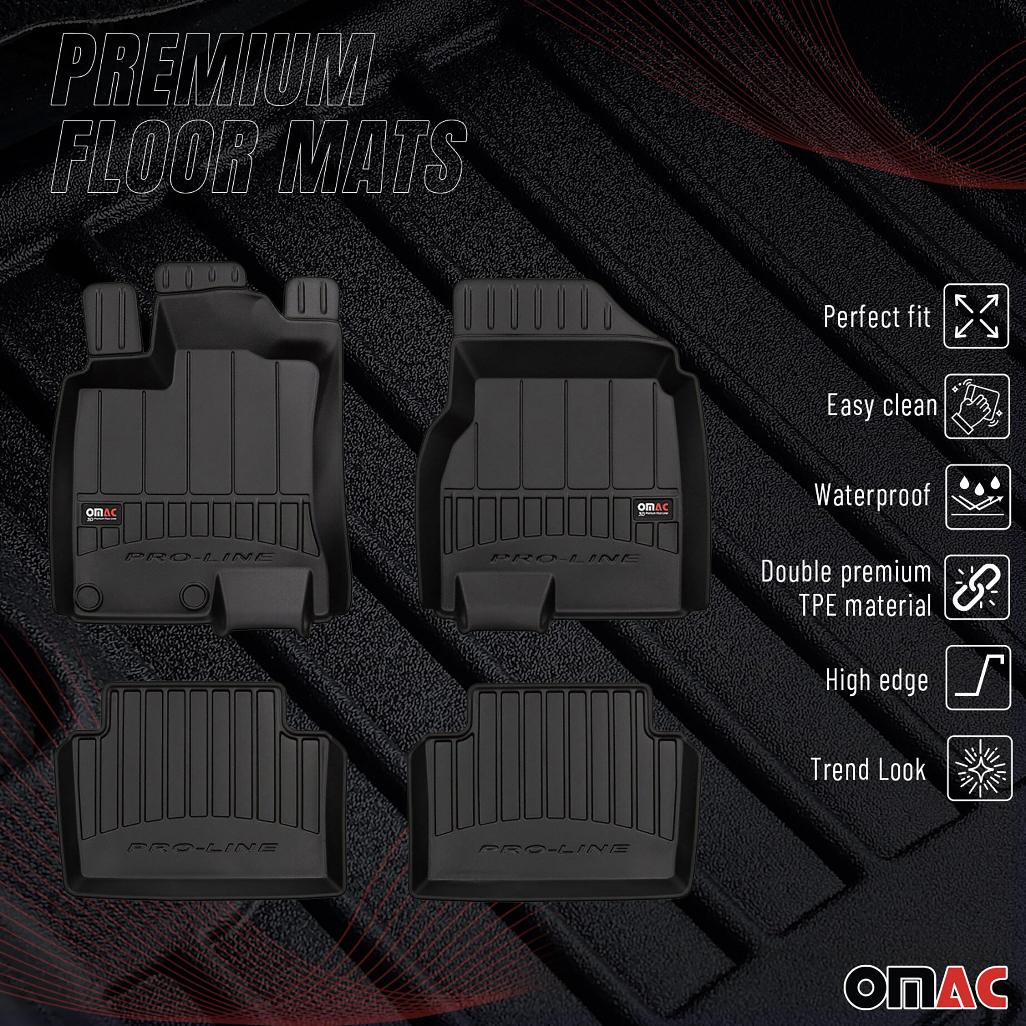 OMAC Gummi Fußmatten für Nissan Qashqai Tekna Version J10 2006-2014 Premium 4x
