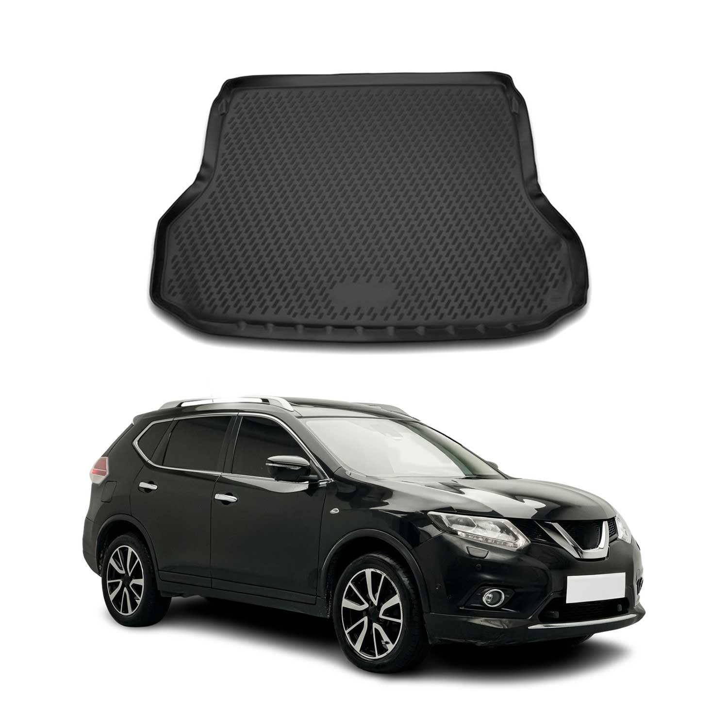 Kofferraummatte Kofferraumwanne für Nissan X-Trail 2014-2021 Gummi TPE Schwarz