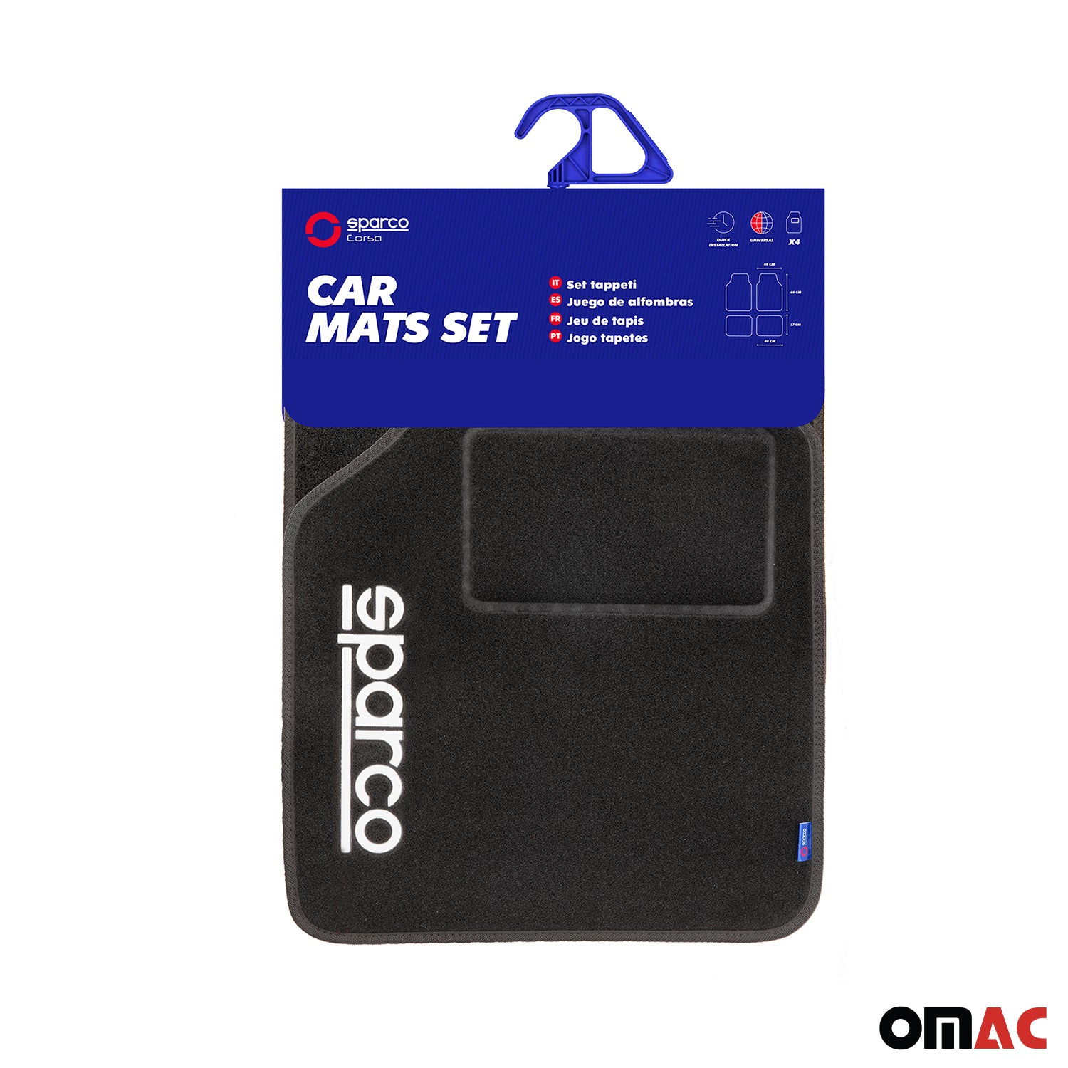 SPARCO Fußmatten Automatten Universal Schwarz Linie Teppich Alwettermatten 4x