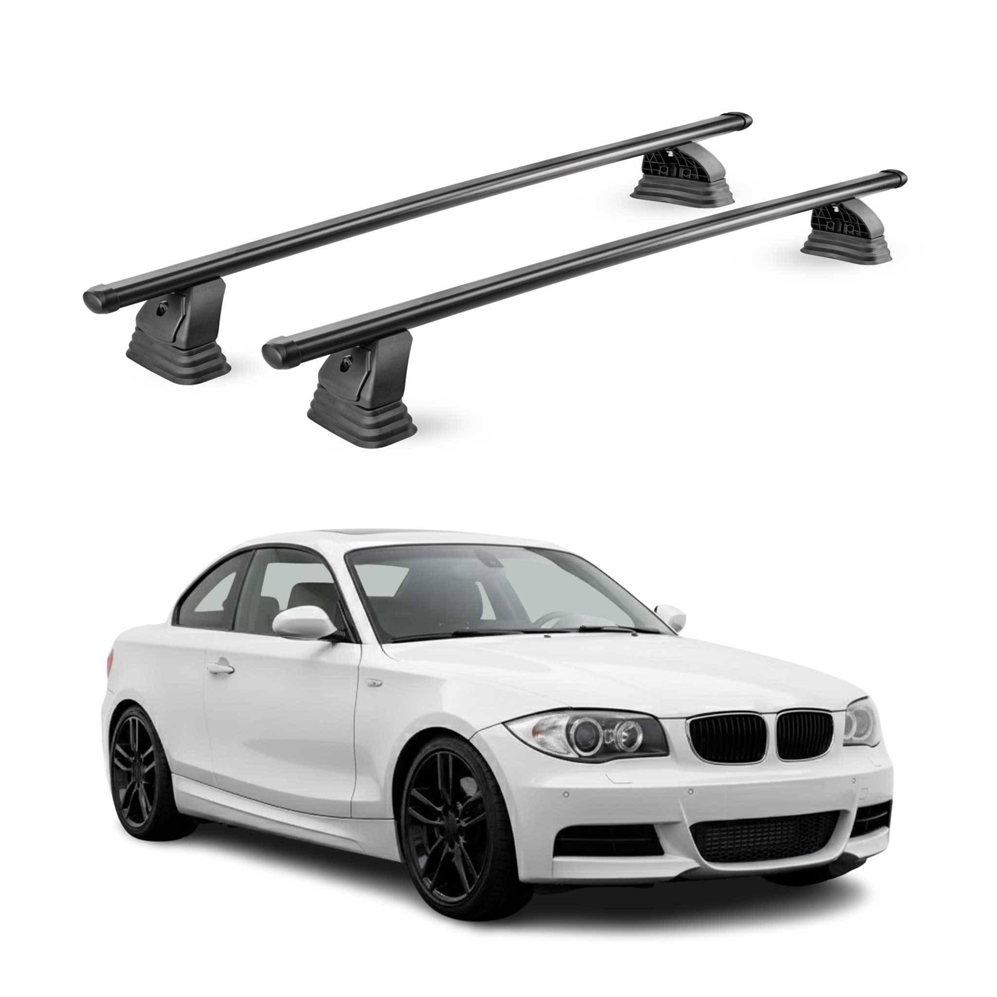 Stahl Dachträger für Bmw 1er coupè E82 2007-2013 TÜV Abschließbar 2tlg Schwarz